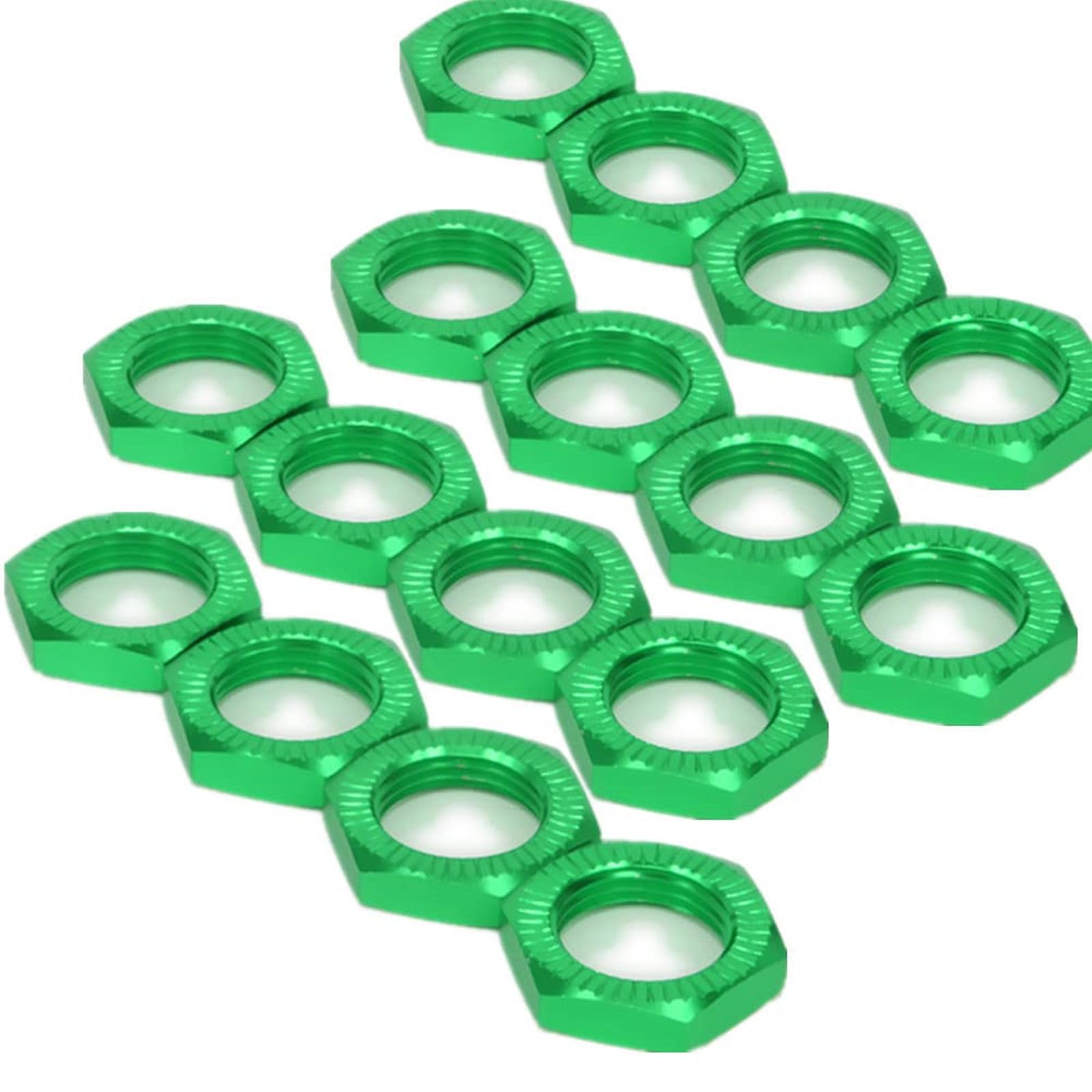 Aluminum 17mm Wheel Nut Thread 1.0mm for 1/7 1/8 RC Model Car ARRMA 6s HSP Redcat Himoto Monster Trucks Off Road Buggy Upgraded Parts 16 pcs/Set (Green)