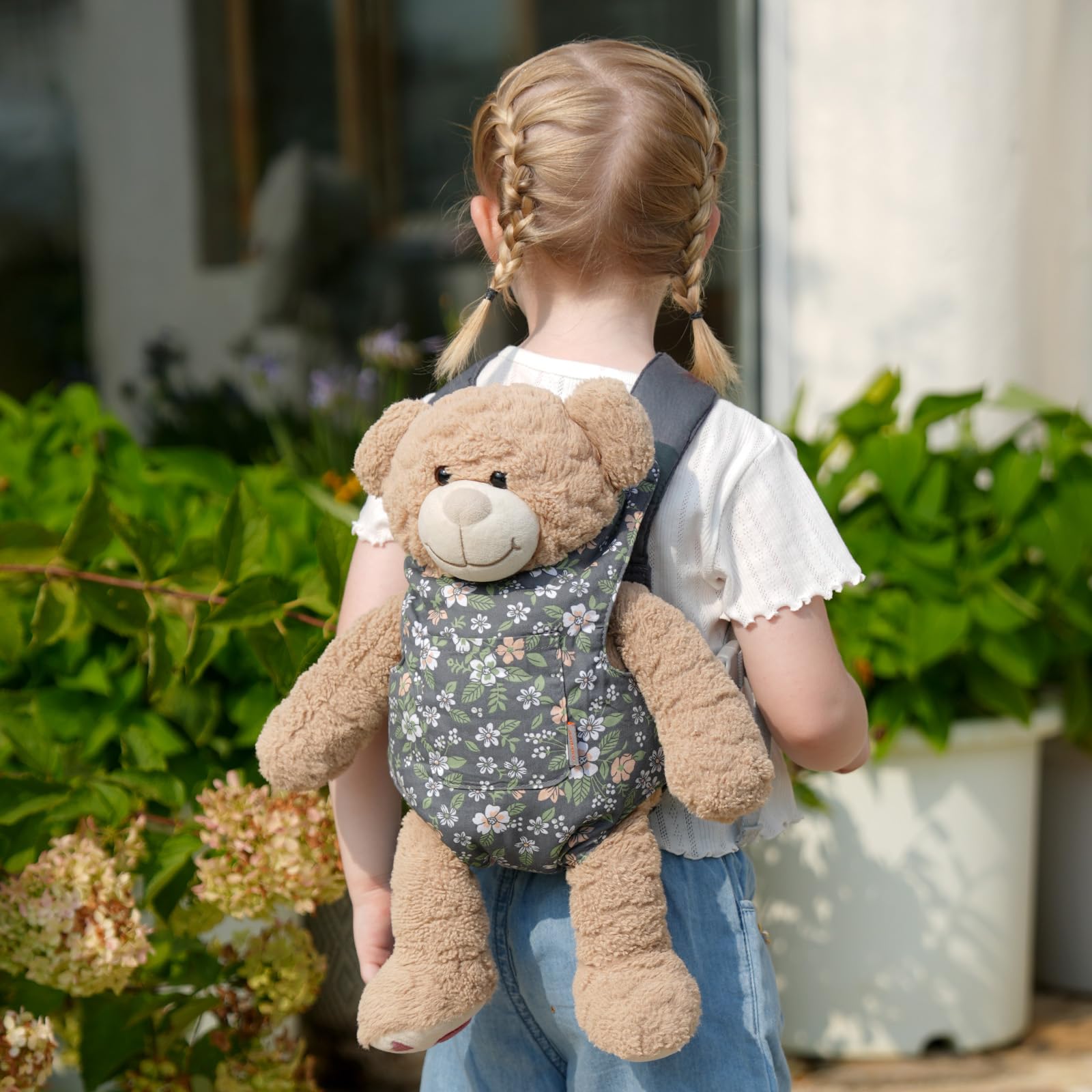 GAGAKU Baby Doll Carrier for Toddlers Toy Baby Carrier for Kids Reborn Dolls Accessories for Little Girls - Grey - Leaf - Image 2