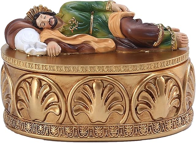 Collectible Figurine Sleeping Saint Joseph St Joseph Sleeping Saint Statue Religious Jewelry Storage Box - Sleeping St Joseph Statue Resin Decorative Figurine Home Decor for Office Car Desktop