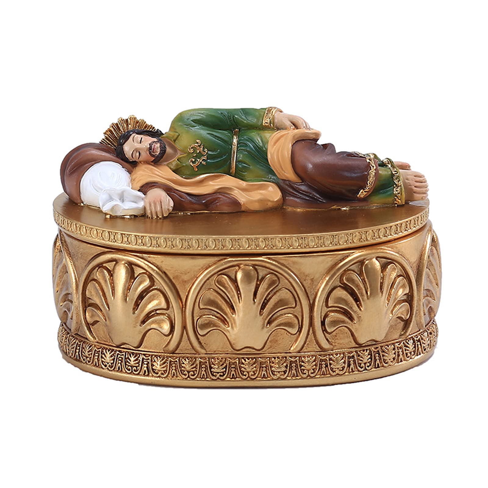 GEQIAN Collectible Figurine Sleeping Saint Joseph St Joseph Sleeping Saint Statue Religious Jewelry Storage Box - Sleeping St Joseph Statue Resin Decorative Figurine Home Decor for Office Car Desktop