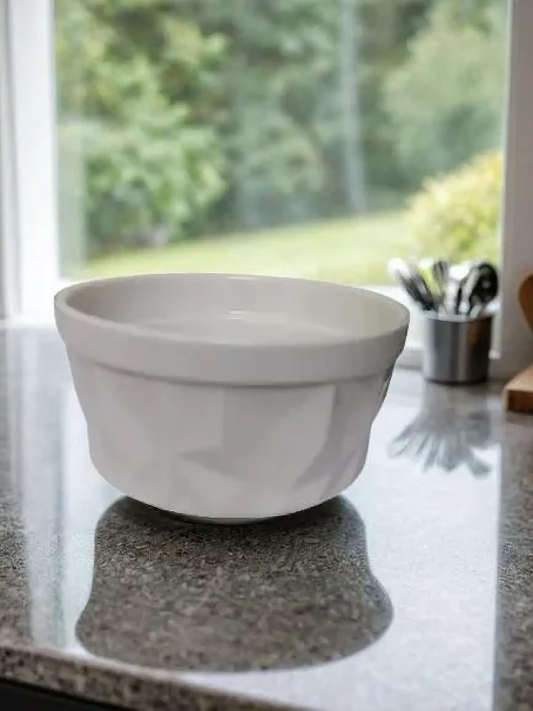 HAMODO 10oz Embossed Geometric Design Ceramic Bowls - Versatile Set of 4 for Desserts, Salads, Fruits, Ice Cream, Puddings, Snacks, and Side Dishes - Microwave and Dishwasher Safe - Elegant Gift Idea