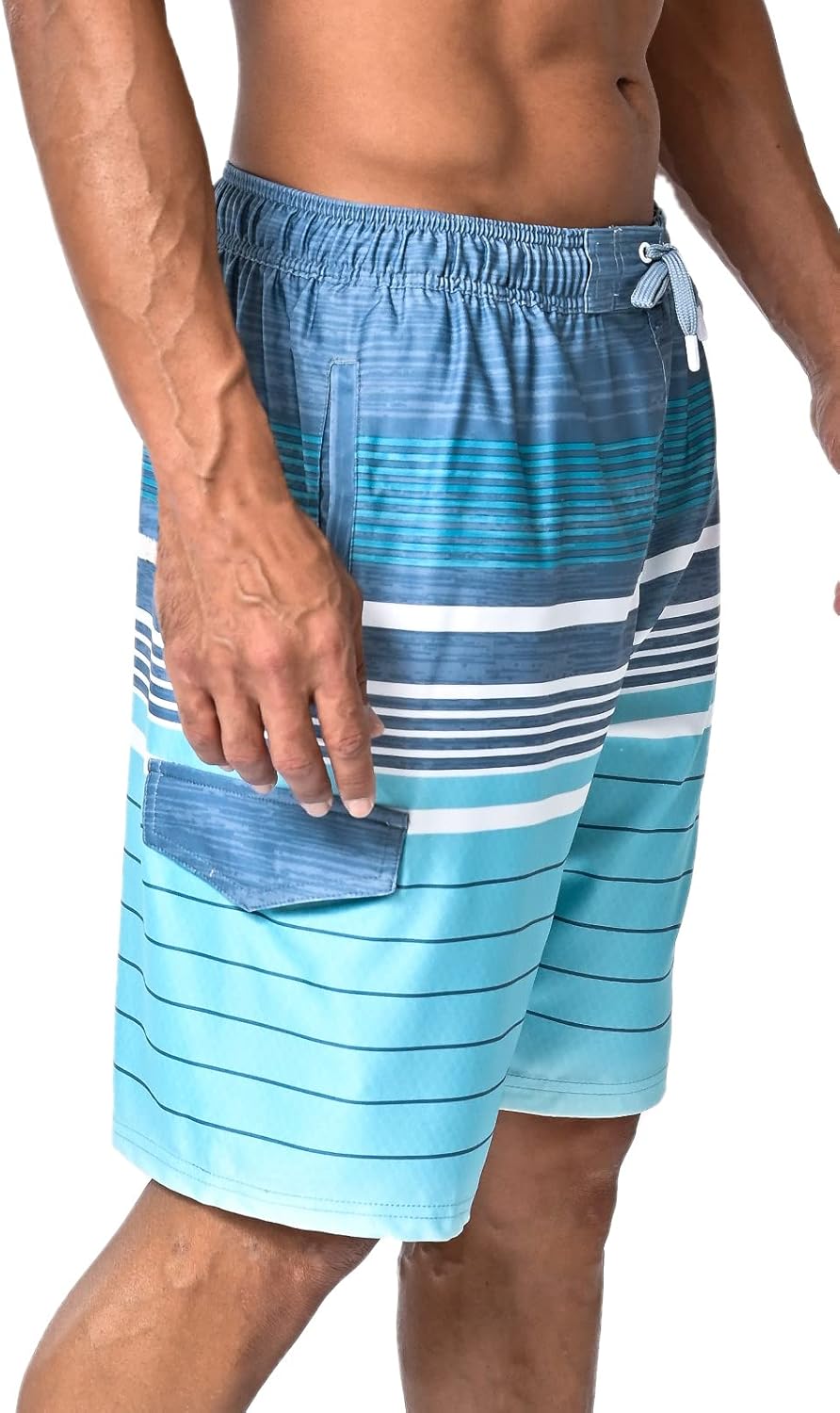 US Apparel Mens Swim Trunks with Pockets Swim Shorts Quick Dry 4-Way Stretch Material Mesh Lining Beach Swimwear - Image 2