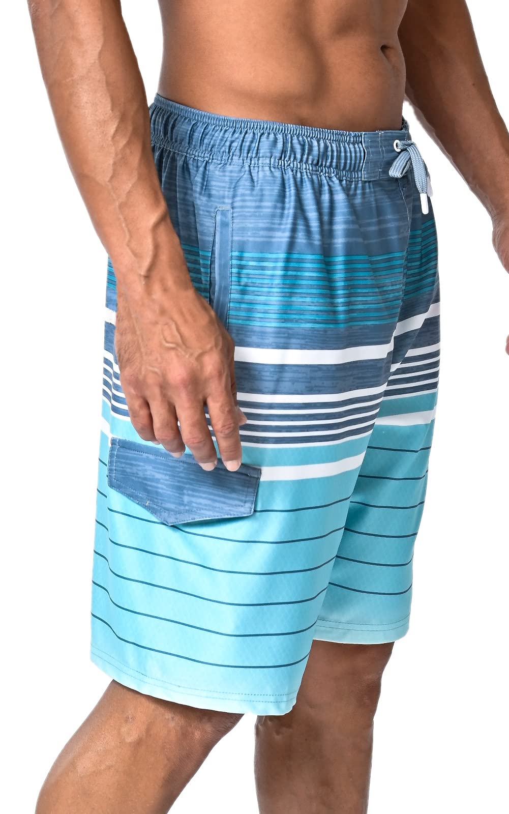 US Apparel Mens Swim Trunks with Pockets Swim Shorts Quick Dry 4-Way Stretch Material Mesh Lining Beach Swimwear Sea Green