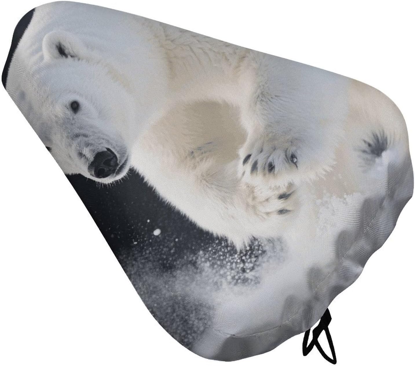 Waterproof Bike Seat Cover with Drawstring -Polar Bear Universal Exercise Bike Seat Cushion for Men & Women, Comfortable Non-Slip Bicycle Saddle Cover for Road/Mountain Bikes