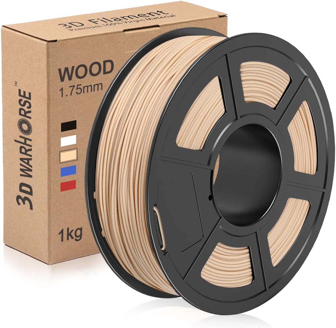 Wood PLA Filament, 1.75mm 3D Printer Filament, Wood 3D Printing 1KG Spool, Dimensional Accuracy +/- 0.02mm, Wood PLA
