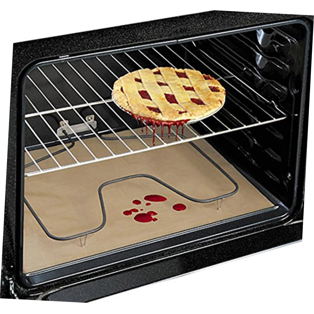 Garneck 3pcs BBQ Grill Mats Non Stick Oven Liners Heat Resistant Cooking for Vegetables Fish Kebabs Durable and Easy to Clean Barbecue Accessories Golden