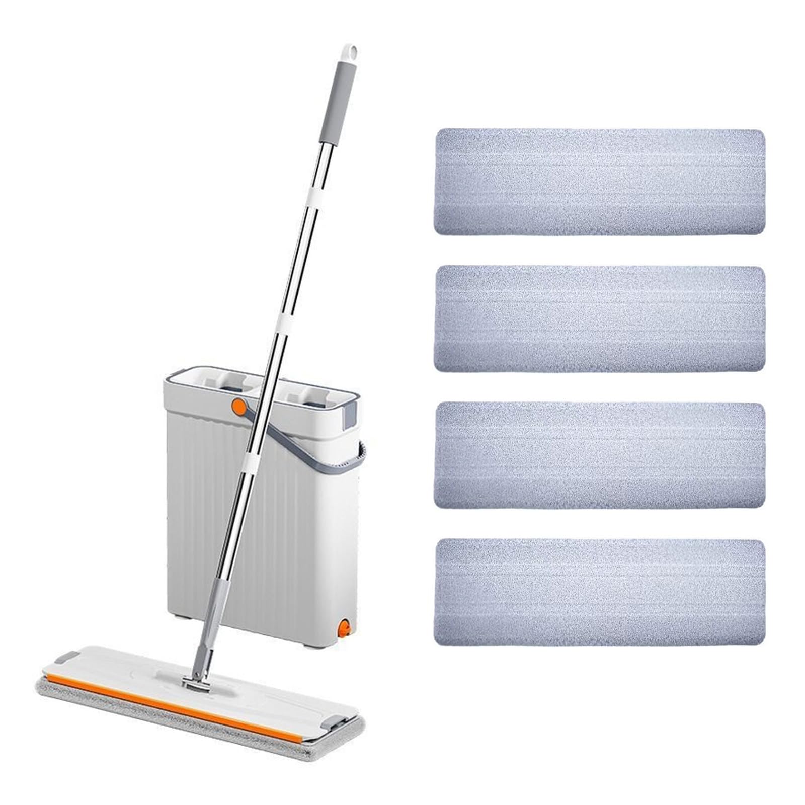 Juego de fregona y cubo con escurridor, fregona plana y cubo con almohadilla de microfibra reutilizable para el hogar, sistemas de limpieza de pared