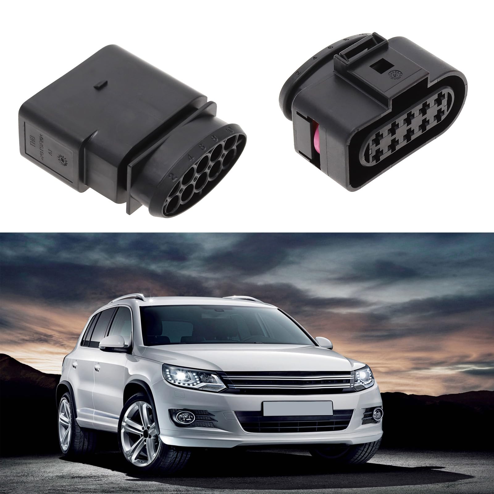 Lot De 2 Connecteurs Mâles 2 Broches Pour Feu Stop Volkswagen, Audi, Seat, Skoda - Référence OEM 1J0973332