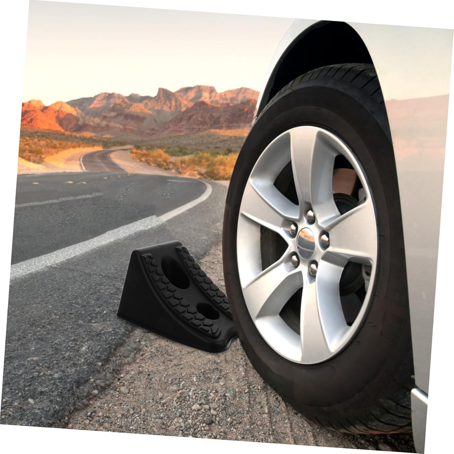 Heavy Duty Car Wheel Chock 2-Pack Non-Slip Rubber Tire Block for Automotive RV and Trailer Stabilization