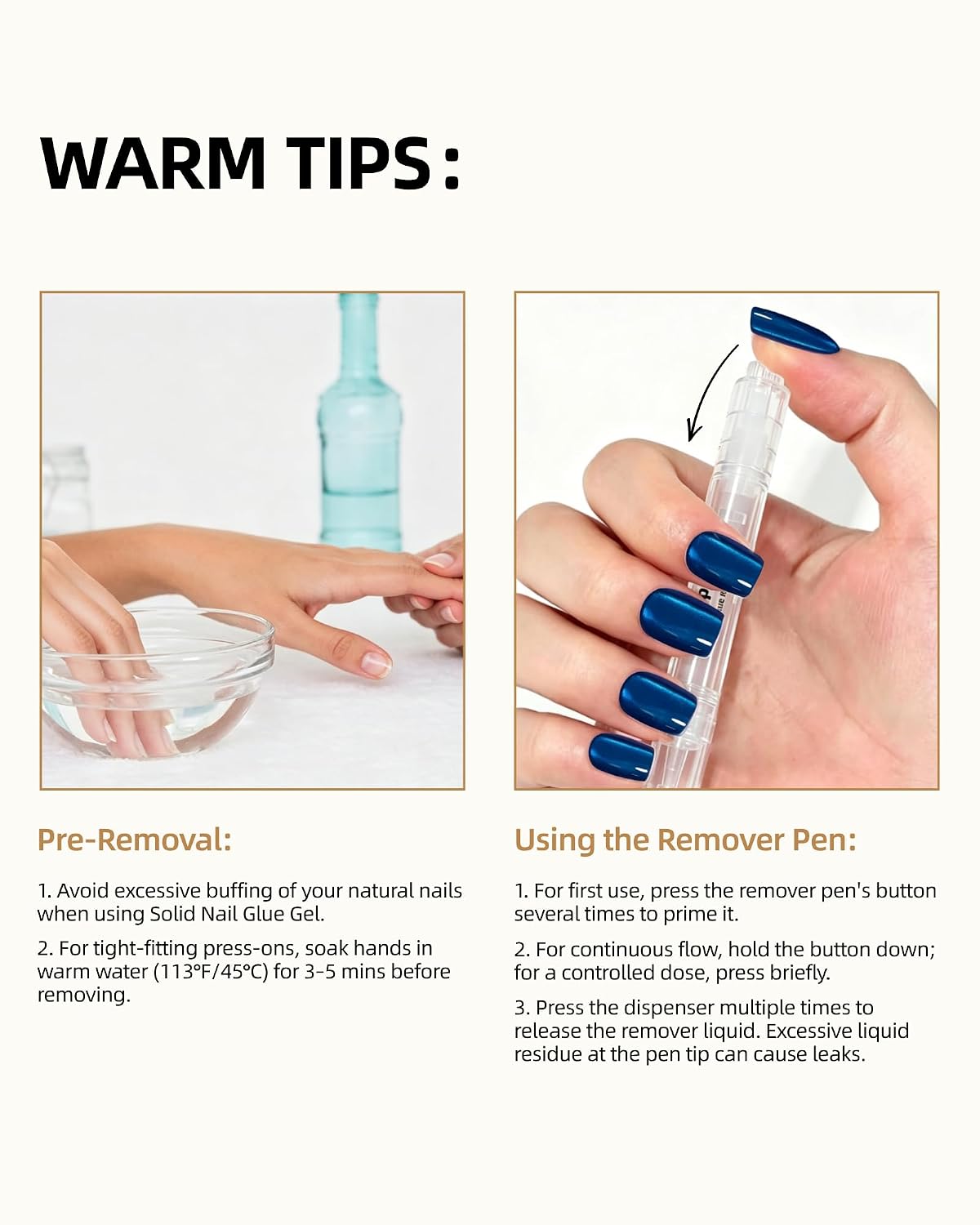 3 in 1 Nail Glue Remover Pen Acetone-Free for Press On Nails – 2 x 3ml