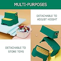 Vista 4 de HOMKO Taburete de 2 escalones para niños pequeños, taburete para entrenamiento para ir al baño, cocina, fregadero y inodoro, taburetes