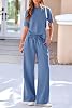 Conjuntos de 2 Piezas para Mujer PRETTYGARDEN Casual de Verano con Pantalones de Pierna Ancha 3