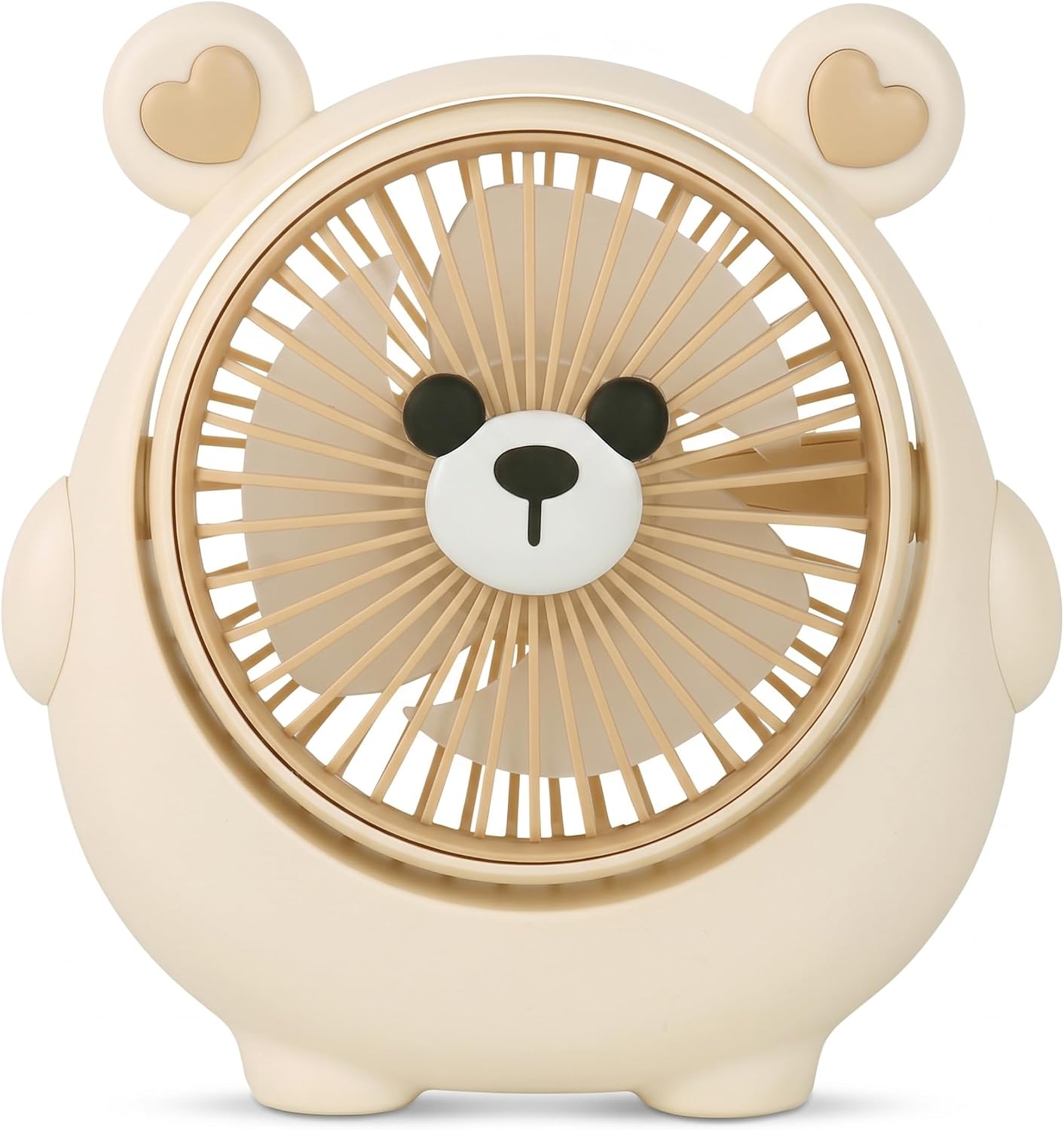 Cute Dog Design Small Fans Portable, 3 Speed Rechargeable Small Table Fan with Adjustable Tilt, Quiet Mini Fan for Desktop, Bedroom, Dorm & Travel Use, Peach Blush..