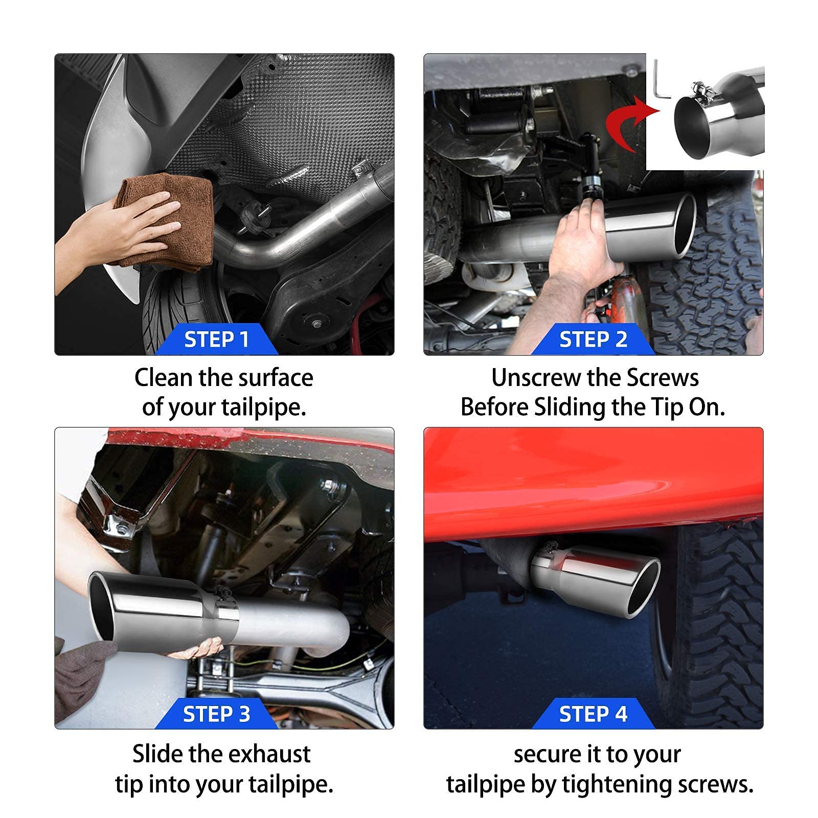 AUTOSAVER88 3 Inch Inlet Exhaust Tip, 3" Inlet 4.5" Outlet 9" Overall