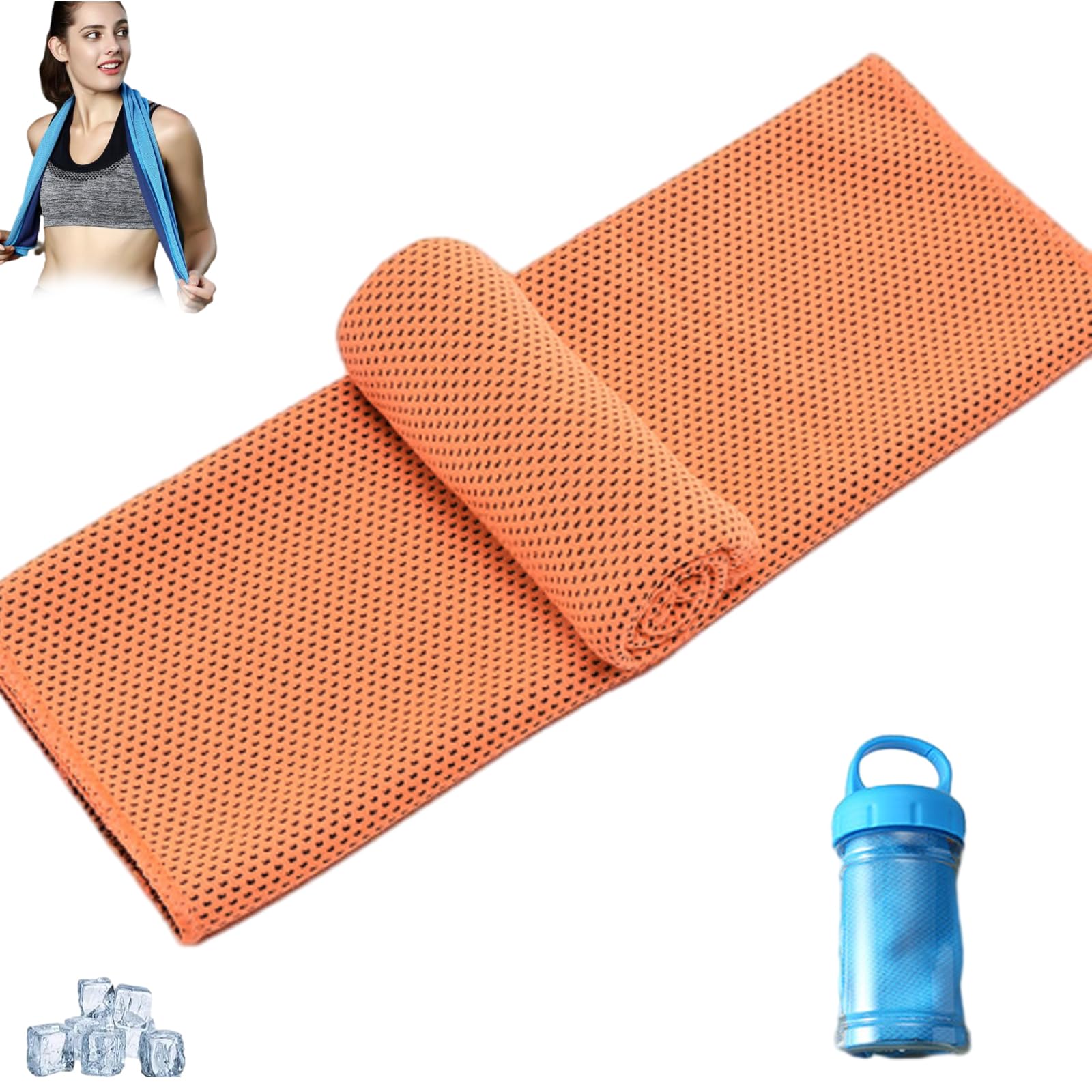 Towelnado，Instant Cooling Towel, Ice Cooling Towel, Quick Dry Sweat Wicking Sport Towel for Running Cycling Fitness Outdoor Activities (Orange)