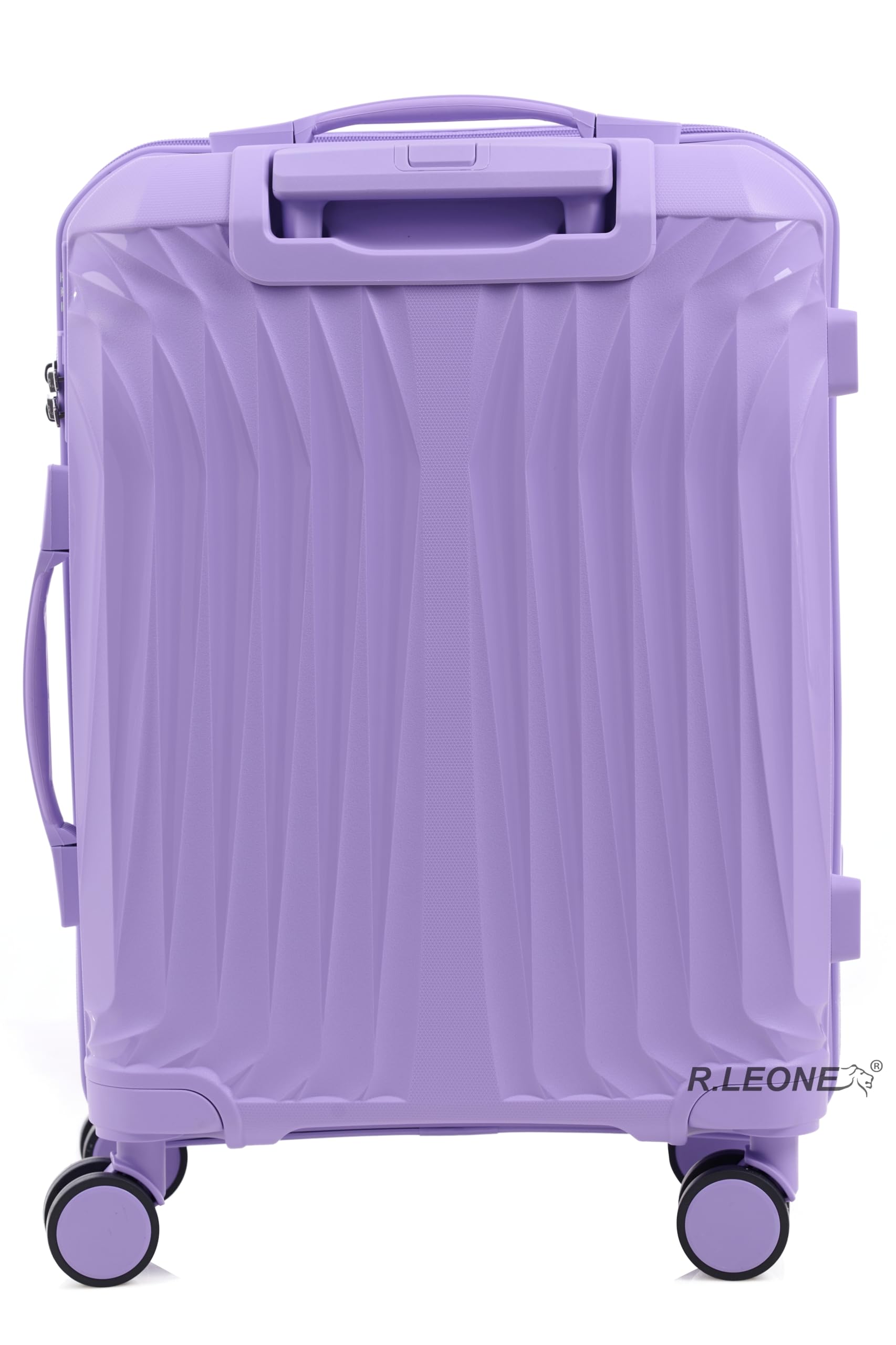 R.Leone Valigia da 1 Fino a Set 3 Bagaglio a mano 55x40x20 Ryanair, Medio, Grande Ultra Strong Antiurto Resistente Trolley rigido leggero 8 ruote in Polipropilene 8812 (Lilla, Set 3 Pezzi S M L)