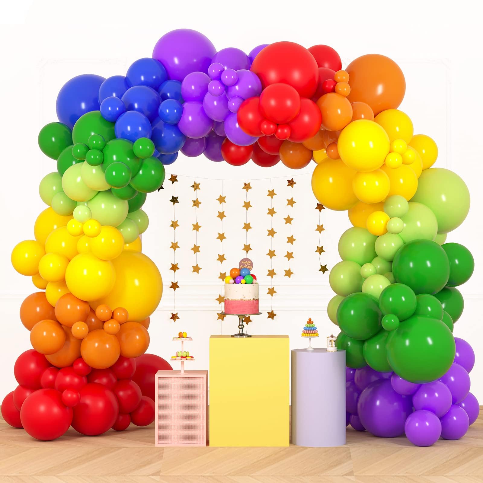 Rainbow Balloon Garland Kit,Multicolored Balloon Garland Arch Kit with 7 Assorted Color Rainbow Party Balloon for Birthday Party Decoration,Baby Shower,Wedding,Anniversary,1st Birthday Party Backdrop