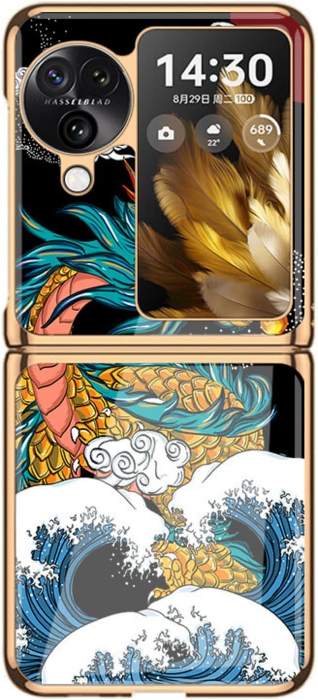 Case for Oppo Find N3 Flip, Fashionable Graffiti Case, Shockproof and Luxury Glass Case (4,for Oppo Find N3 Flip)