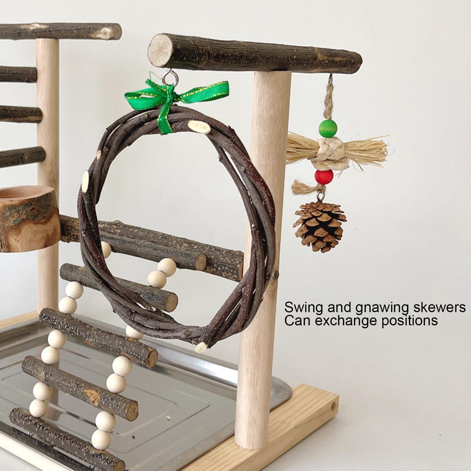 Parrots Bird Playground – Robusto soporte para jaula resistente a | mordeduras, juguetes adictivos y características del molino a, construcción segura | Accesorio portátil Callopsitte, p