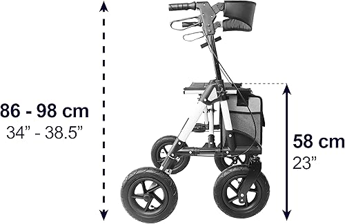 Miniatura 4 de KMINA KMINA PRO - Andador todo terreno con neumáticos de 10 pulgadas, andadores plegables al aire libre para personas mayores con asiento, altura