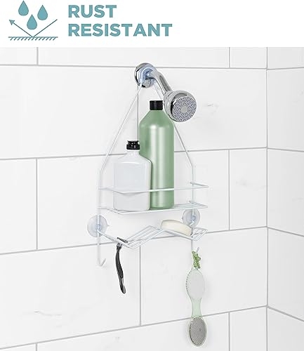 Miniatura 2 de Zenna Home Organizador colgante sobre la ducha, 1 estante y jabonera, color blanco