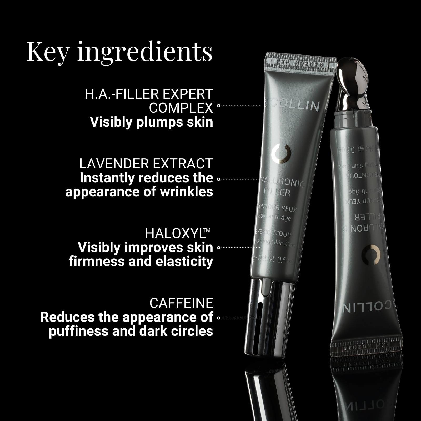 G.M. COLLIN Hyaluronic Filler Eye Contour | Revitalizing Anti-Aging Eye Cream for Visibly Reducing Wrinkles | With Hyaluronic Acid and Caffeine