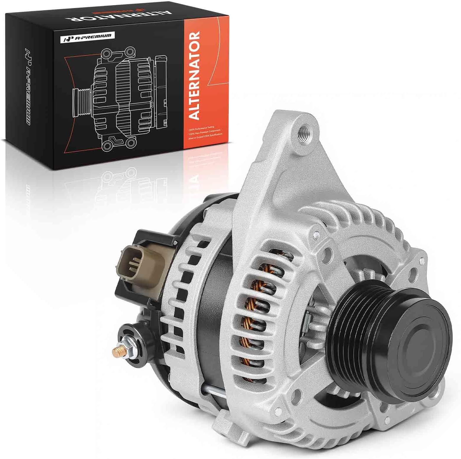 A-Premium Alternator Compatible with Toyota & Scion Models - Camry 2012 2013 2014 2015, RAV4 2009-2012, tC 2011-2016 - L4 2.5L - 12V 100A CW 6-Groove Clutch Pulley - Replace# 27060-36010, 104210-2270