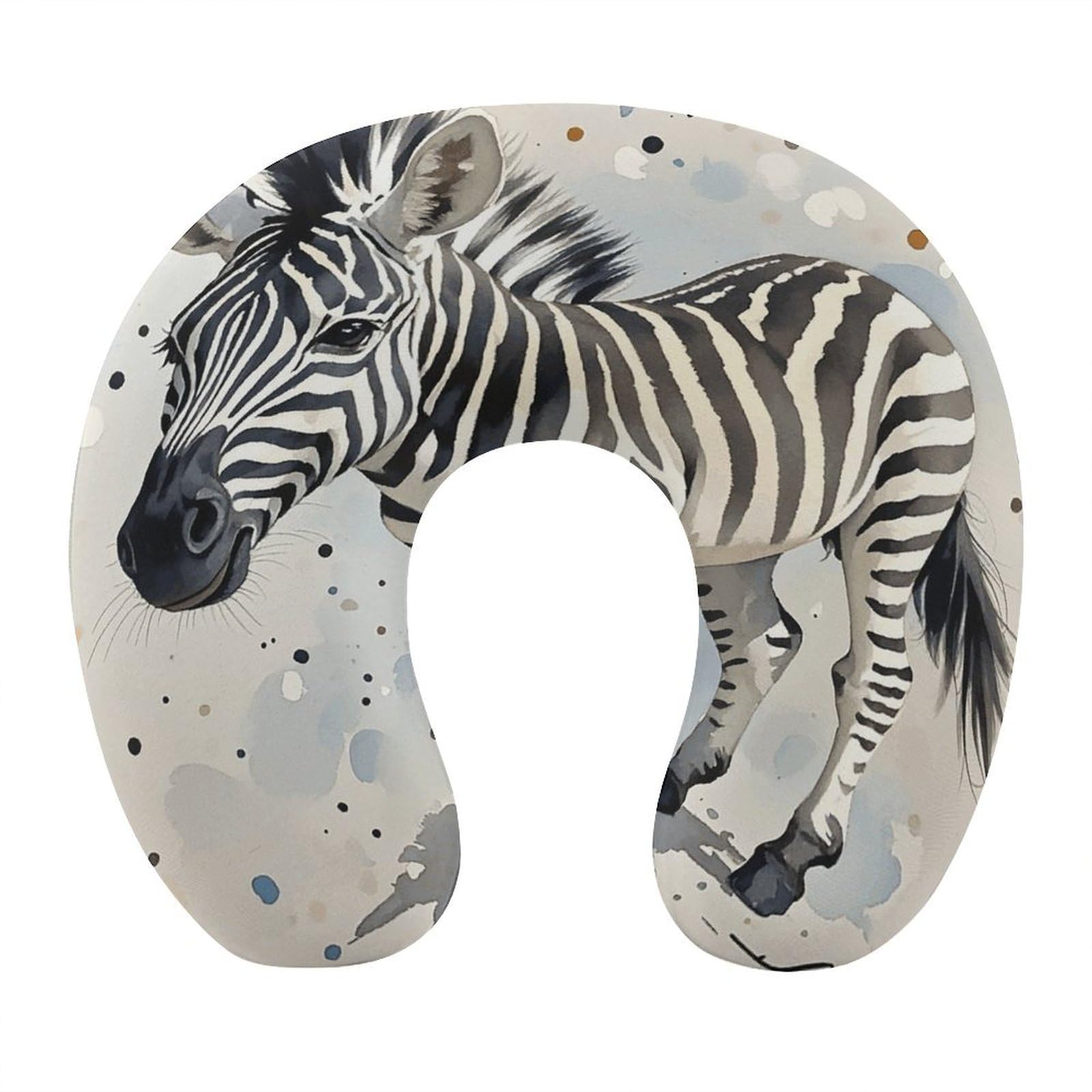 FekiLoot Cute Zebra Watercolor Travel Pillow U Shaped Neck Pillow Comfortable Memory Foam Pillow Portable Soft Headrest Lightweight Neck and Head Support for Planes Trains Self-Driving Cars