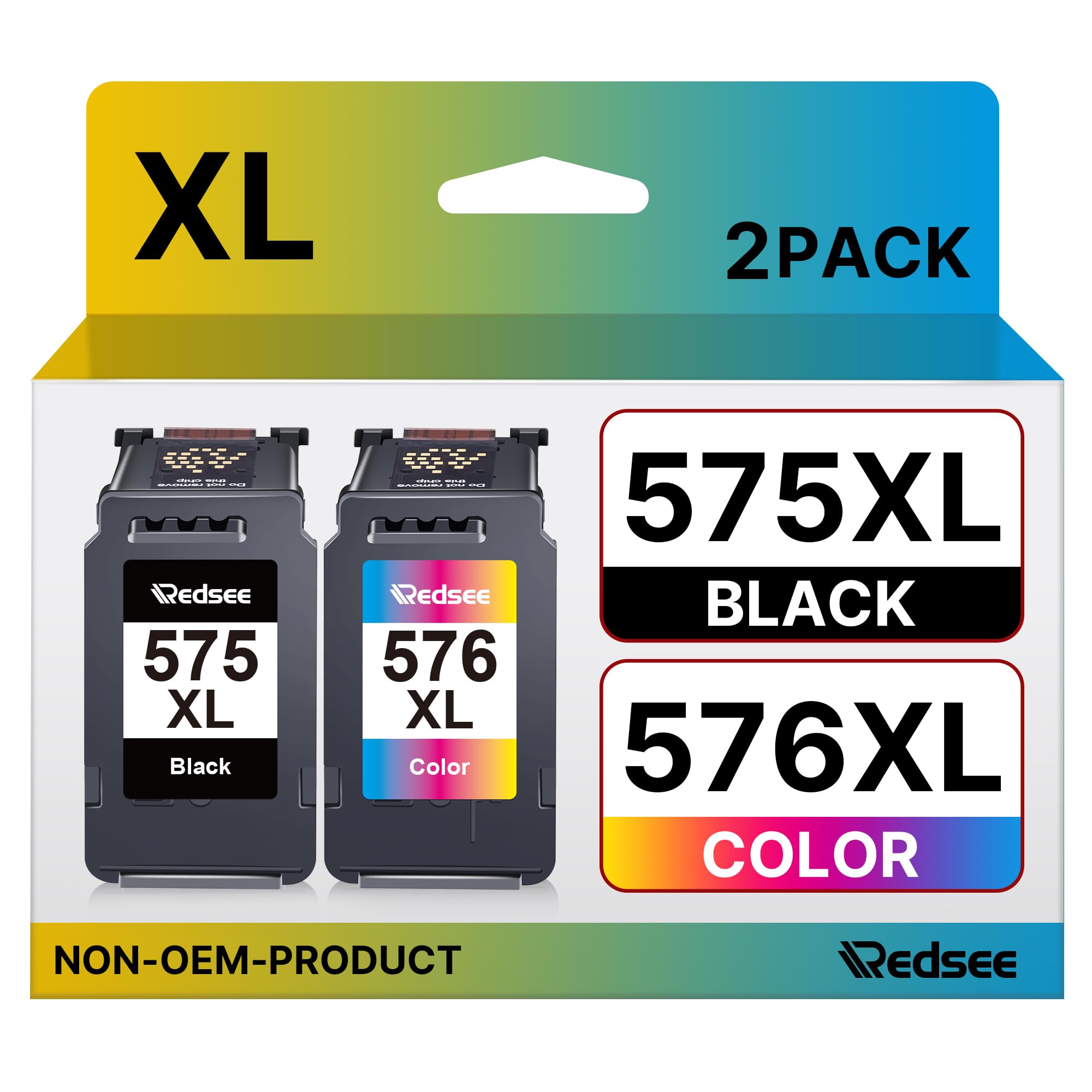 PG-575XL CL-576XL Multipack Cartuchos de Tinta Reemplazo para Canon 575 576 XL para Canon Pixma Impresora TS3550i TS3551i TR4750i TR4751i, 2 Pack (Negro, Color)