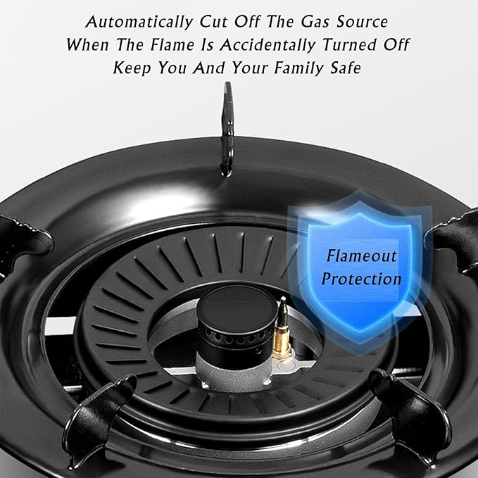 Estufa de Gas 2 Puestos, Acero Inoxidable, Protección de Apagado miniatura 5
