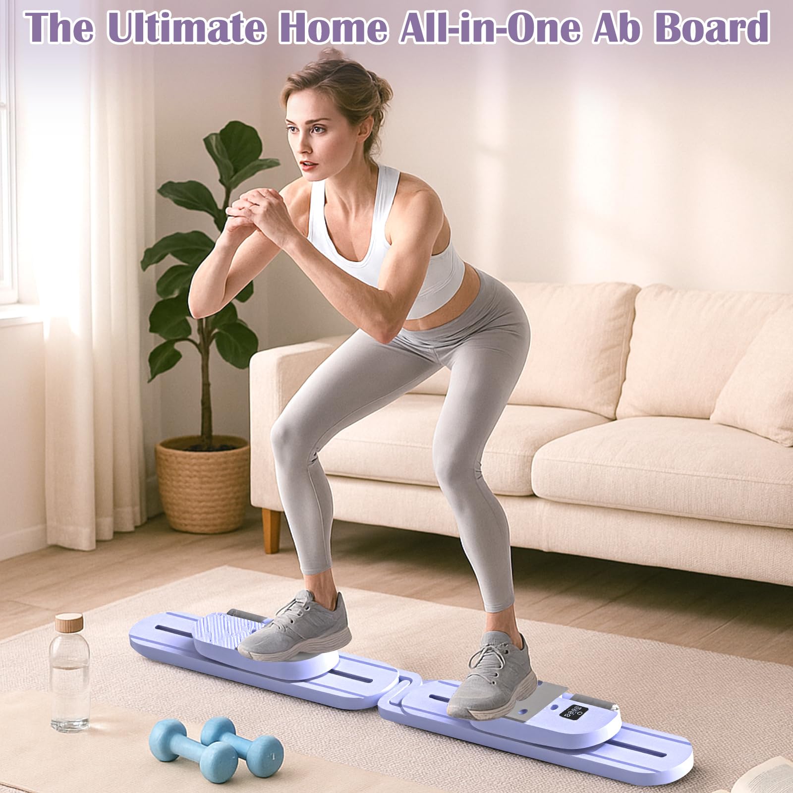 Pilates Reformer Board – Pilates Geräte für Zuhause, Faltbares & Tragbares Mini Pilates Board mit Resistance Bands, Home Workout Equipment für Core & Ganzkörper Training