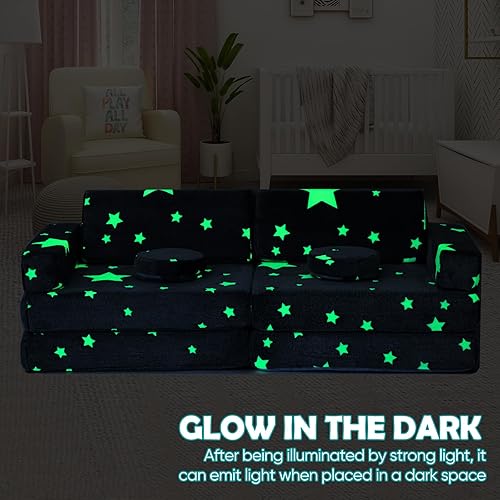 Miniatura 12 de Sofá de juegos para niños, sofá de 10 piezas para sala de juegos y dormitorio, modular para jugar, crear, dormir (rosa) Rosado,Gris,Gris (Grey