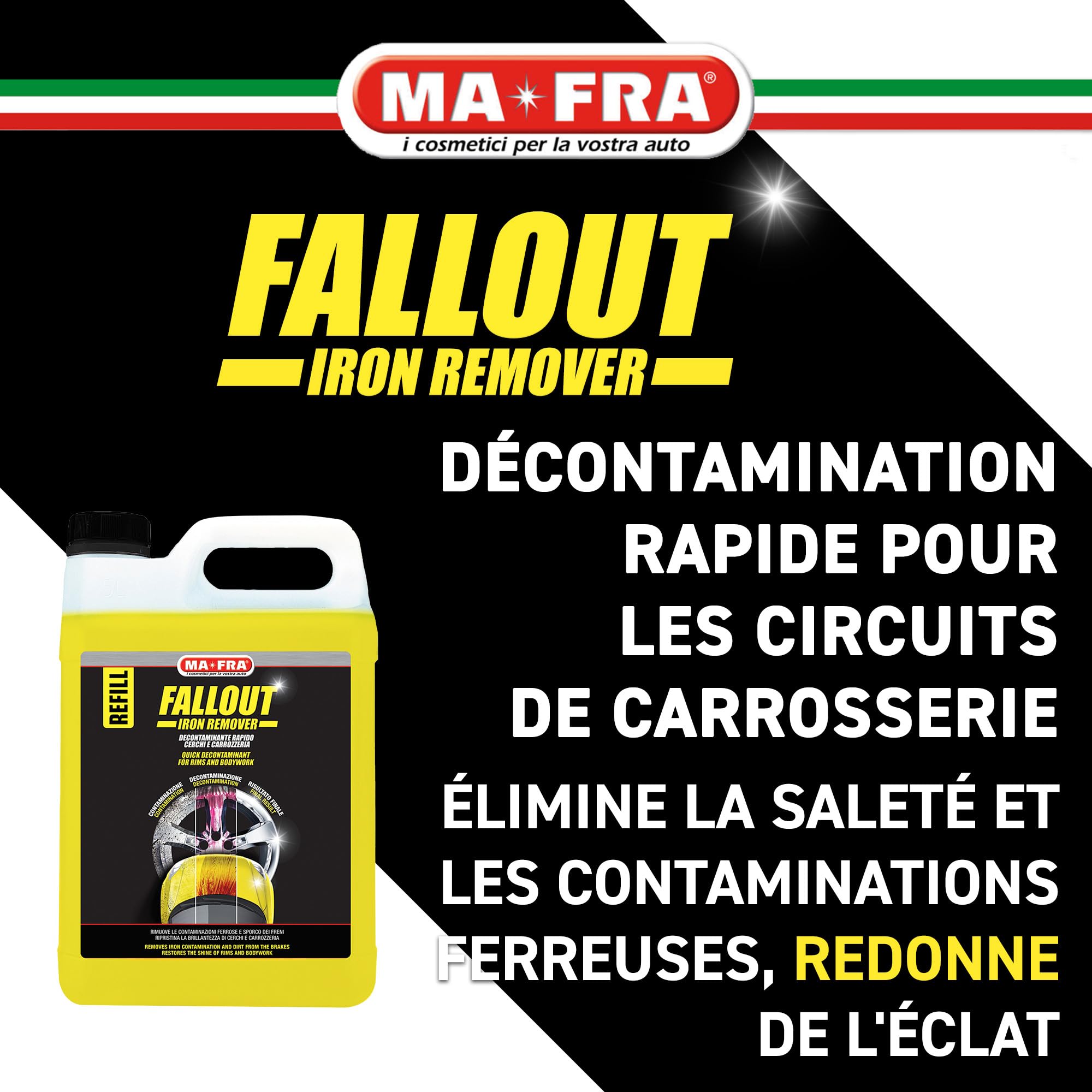 Mafra, Fallout Iron Remover, décontaminant rapide, élimine les résidus de fer sur la carrosserie et les jantes en alliage, emballage de 4500 ml