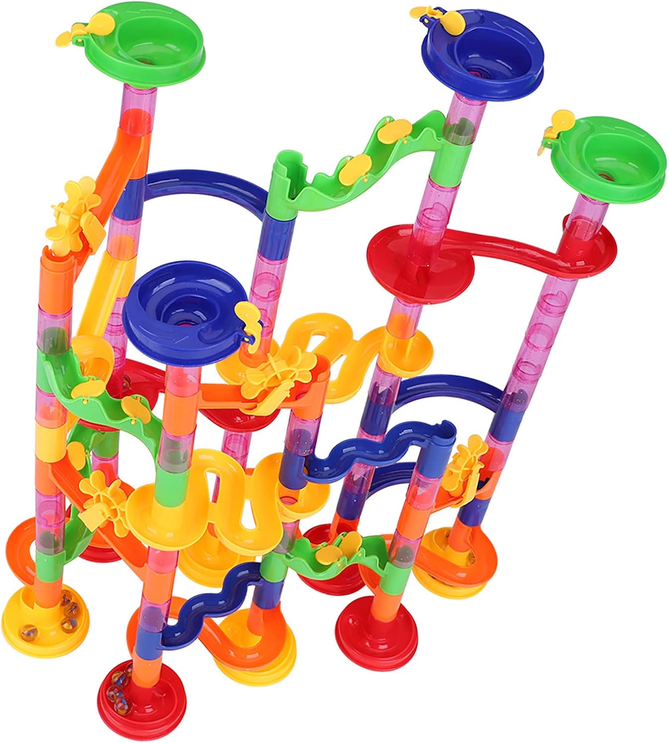 ZJchao Marble Game, Marble Track Marbles Game Marble Run Set Building Blocks Glass Marbles Kids Construction Building Blocks Toys for 3 Year Old Boys Christmas