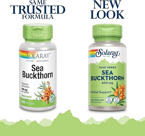 Miniatura 2 de SOLARAY Baya de espino cerval de mar, tapa vegetal (Btl-plástico) 600mg  100ct