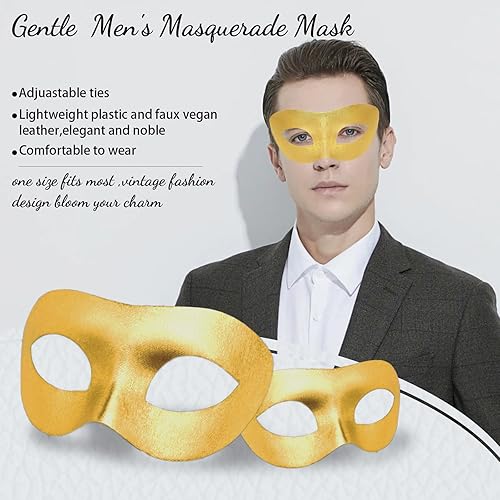 Miniatura 4 de Máscara de máscaras para parejas, elegante juego de máscaras venecianas de metal y cuero, máscaras de Halloween para mujeres y hombres,