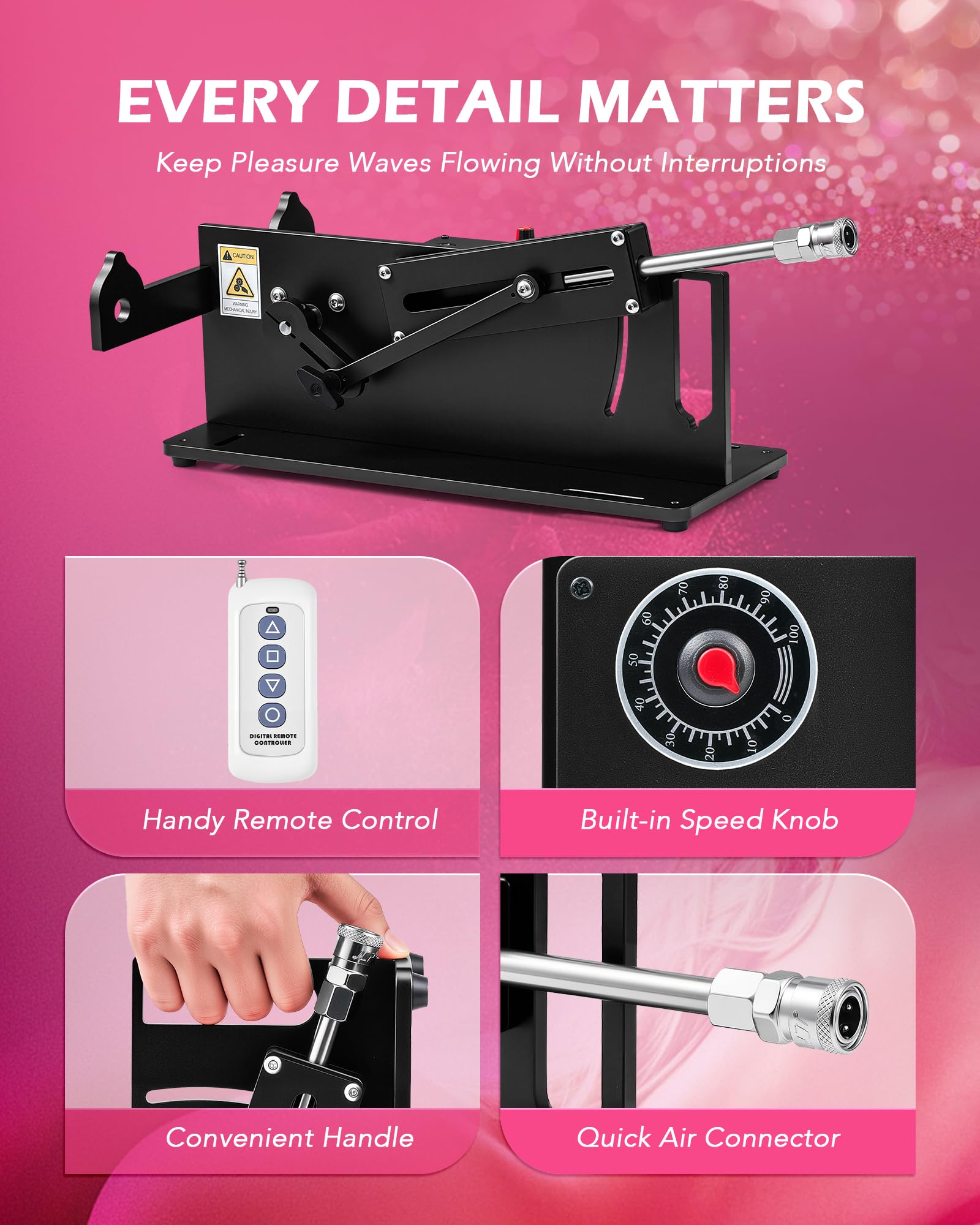 Y-NOT APP Controlled Automatic Thrusting Machine, Electric Dildo Machine with 14 Speeds & 6 Modes for Women Men Couples, Adjustable Adult Sex Toy with Attachments for Vaginal Anal Masturbation, Black: Black APP Control