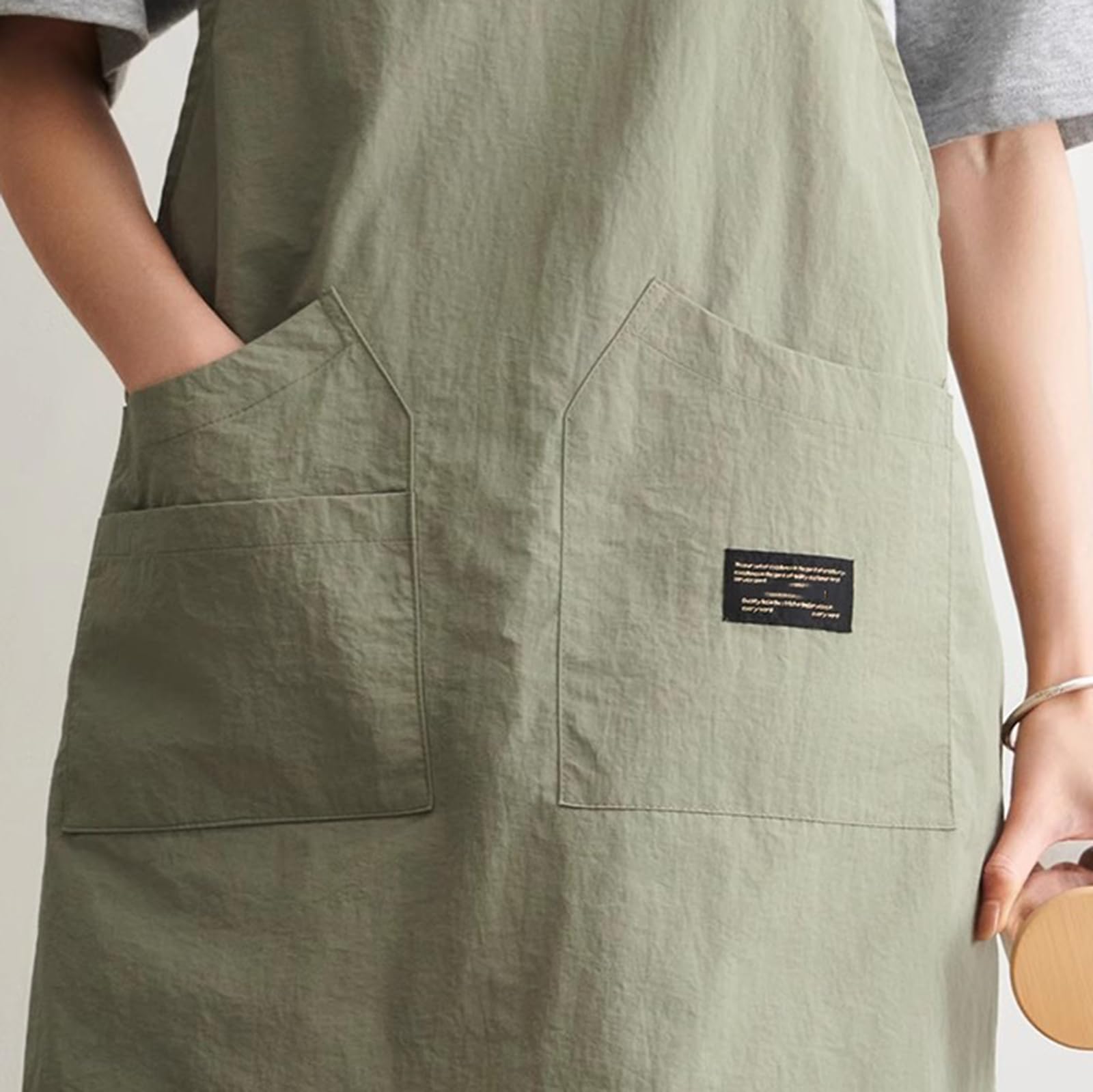 Grembiule per Uomo E Donna con 3 Tasche, Grembiule per Ristorante Caffetteria BBQ Bar Chef CucinaGreen,One Size