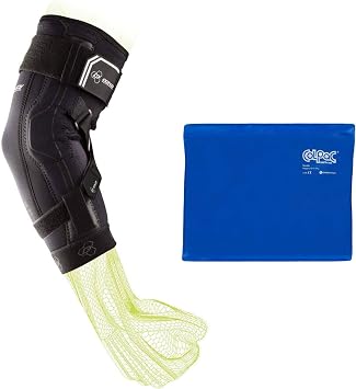 DonJoy Performance Bionic II Elbow Support Brace Choose Your Size and Chattanooga ColPac Reusable Gel Ice Pack Cold Therapy - Blue Vinyl - Standard - 11 in x 14 in - Value Bundle