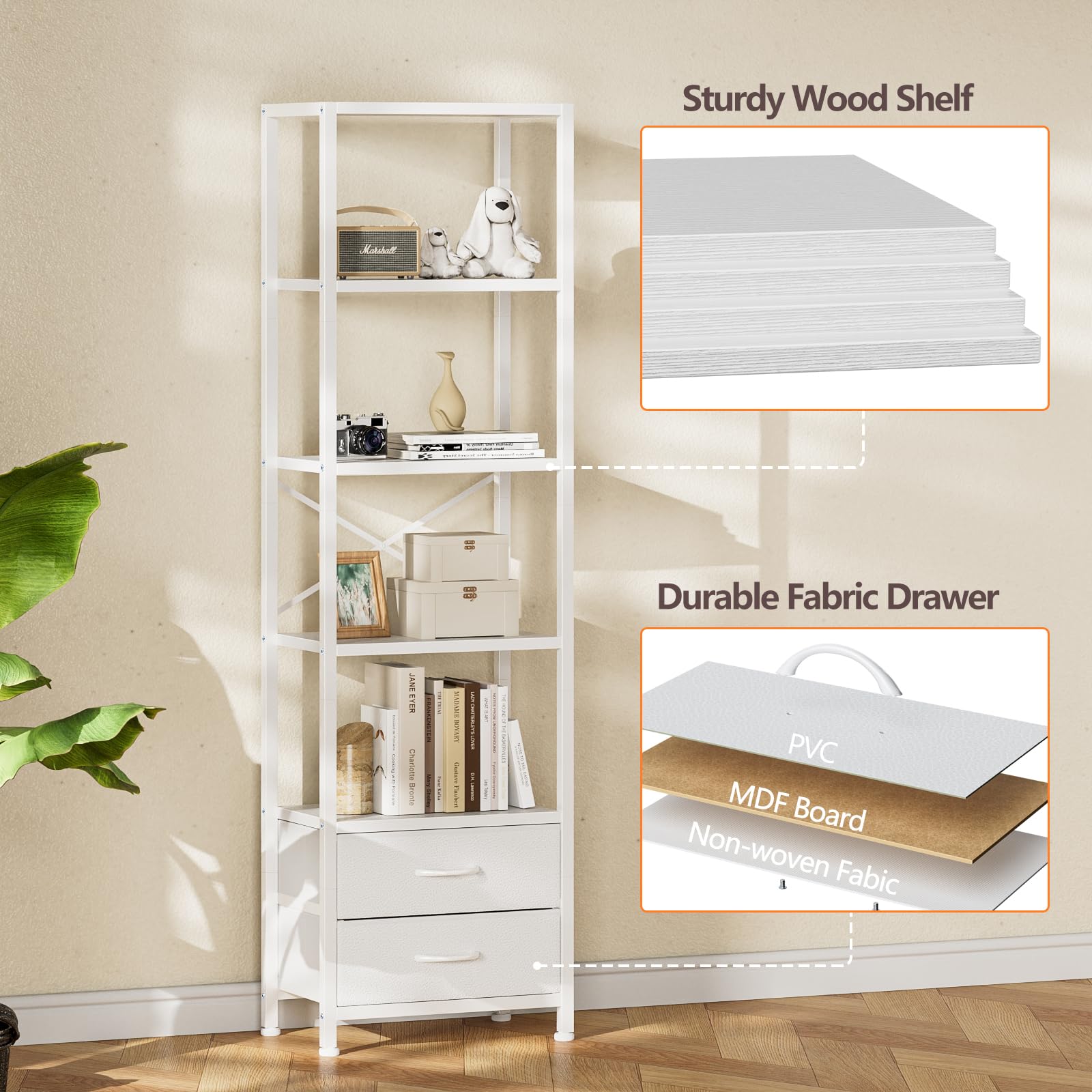 Furnulem 5-Tier Corner Shelf - White -5 Furnulem 5-Tier Corner Shelf - White -5