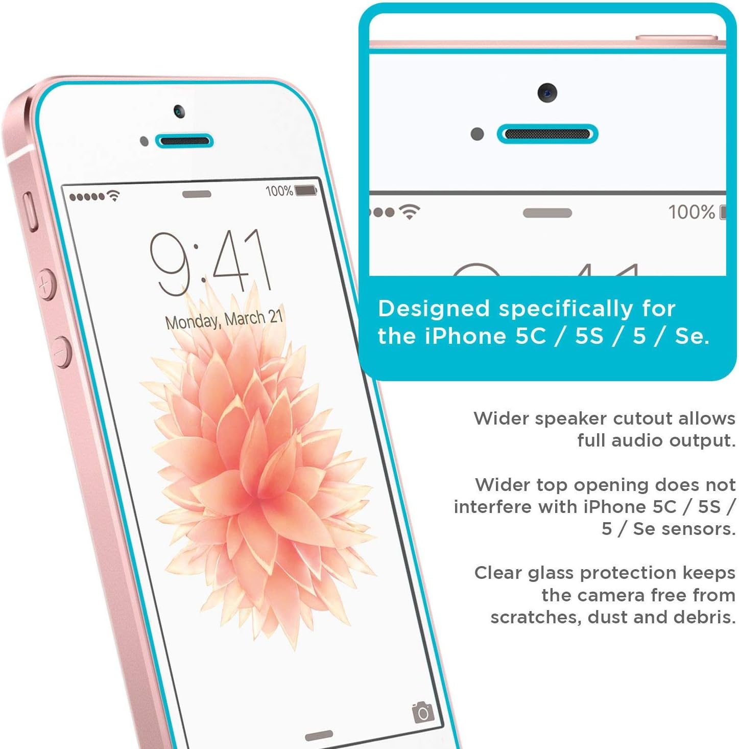 Tech Armor Ballistic Glass Screen Protector Designed for Apple iPhone 5C, 5S, 5 and Se (2016) 3 Pack Tempered Glass