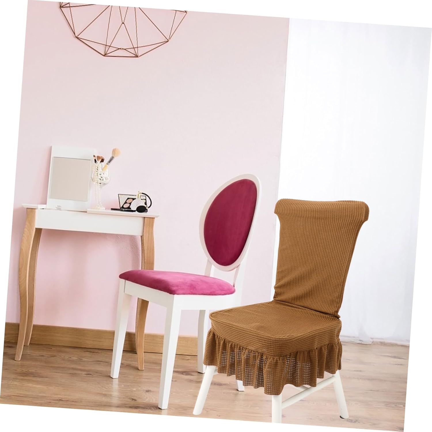 PRETYZOOM 6pcs Gingham Chair Stretch Dining Chair Sleeves for Easy Installation Stain-Resistant and Washable Seat Protectors for Home Decor and Family Use