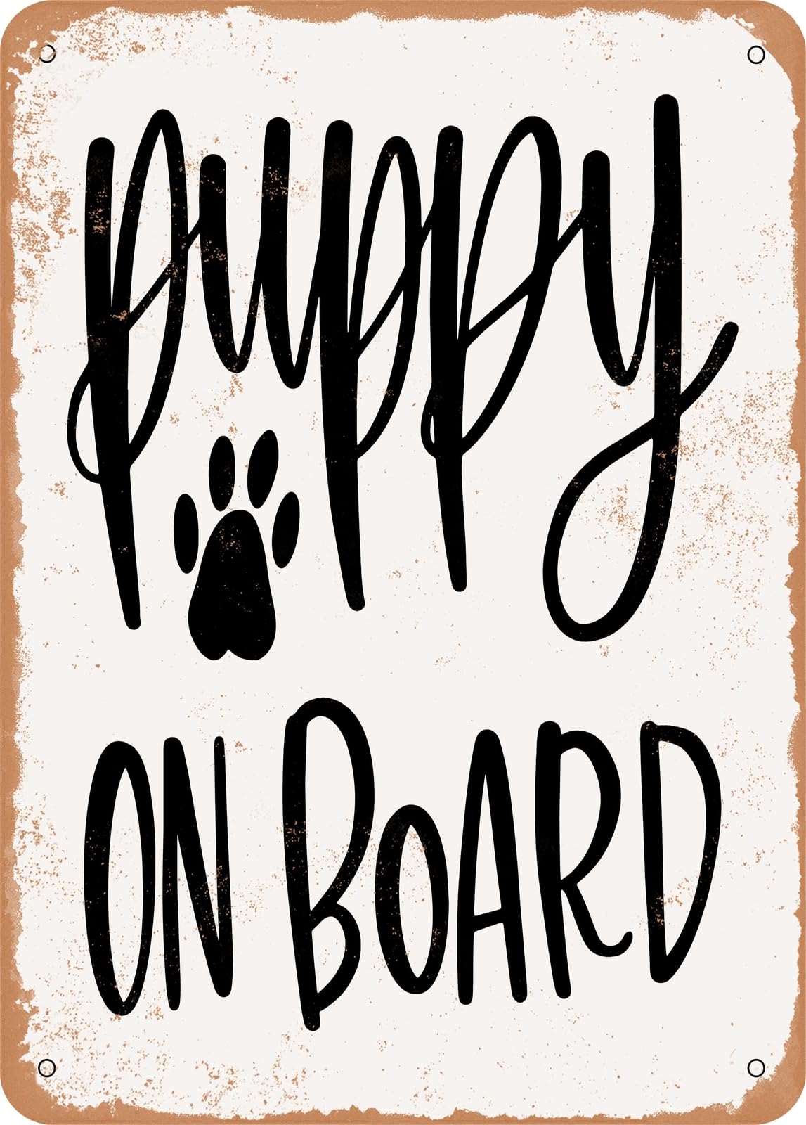 Metal Sign - Puppy On Board - Vintage Look home decor