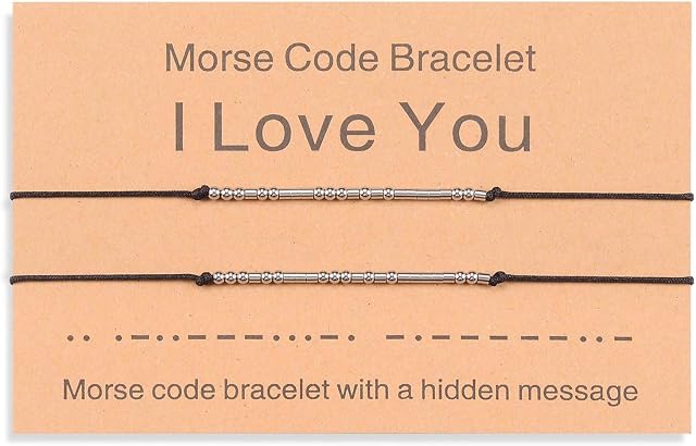 BOCHOI 2 Pcs Morse Code Bracelet Couples Matching Bracelets Relationship Beads Bracelet Set Jewellery Gifts for Him and Her Boyfriend Girlfriend Men Women Birthday