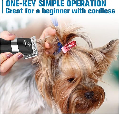Miniatura 6 de Cortapelos para perros para aseo para pelaje grueso, alta potencia, 7000 RPM, afeitadora de perro recargable, kit de aseo para perros y