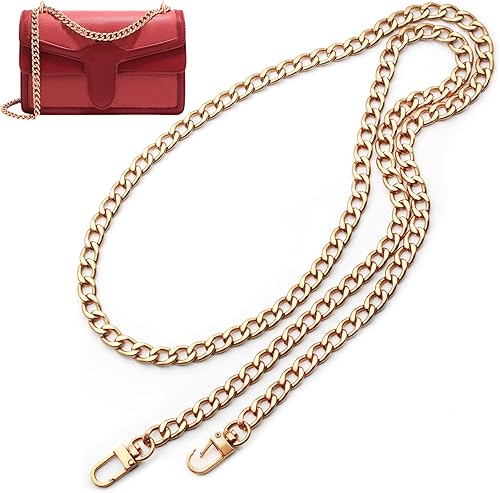 Anvin Correa de cadena plana de 47 pulgadas, cadenas de hierro de repuesto, correas de hombro, cartera cruzada con hebillas de metal para cinturón,