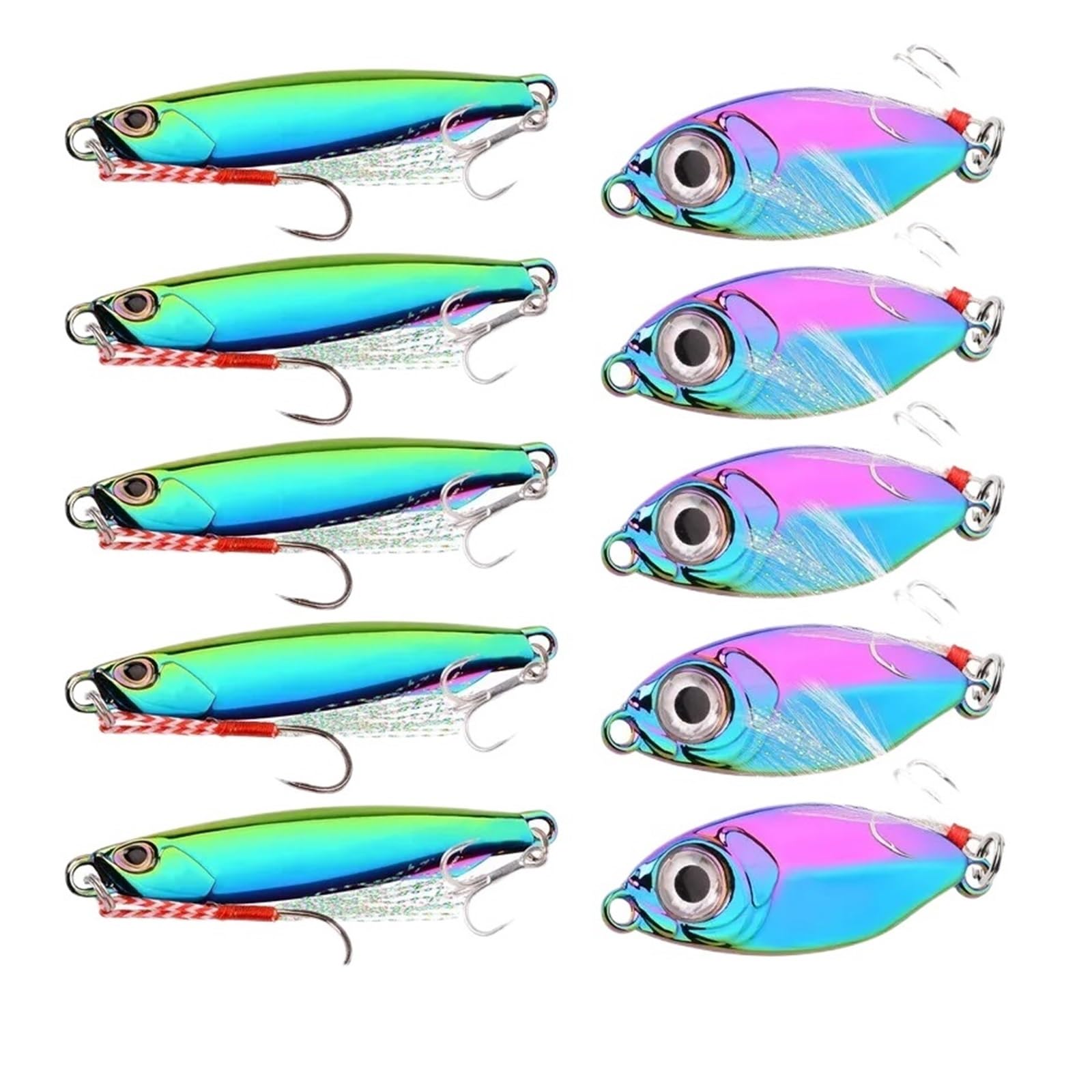 INEOUT 10 Pièces Cuillère De Pêche Leurre Ensemble 5g 10g 15g 20g 40g Métal Truite Leurres Coulée Pesca Cuillère Jig Pêche en Mer Leurre Attirail Bar d'eau Salée