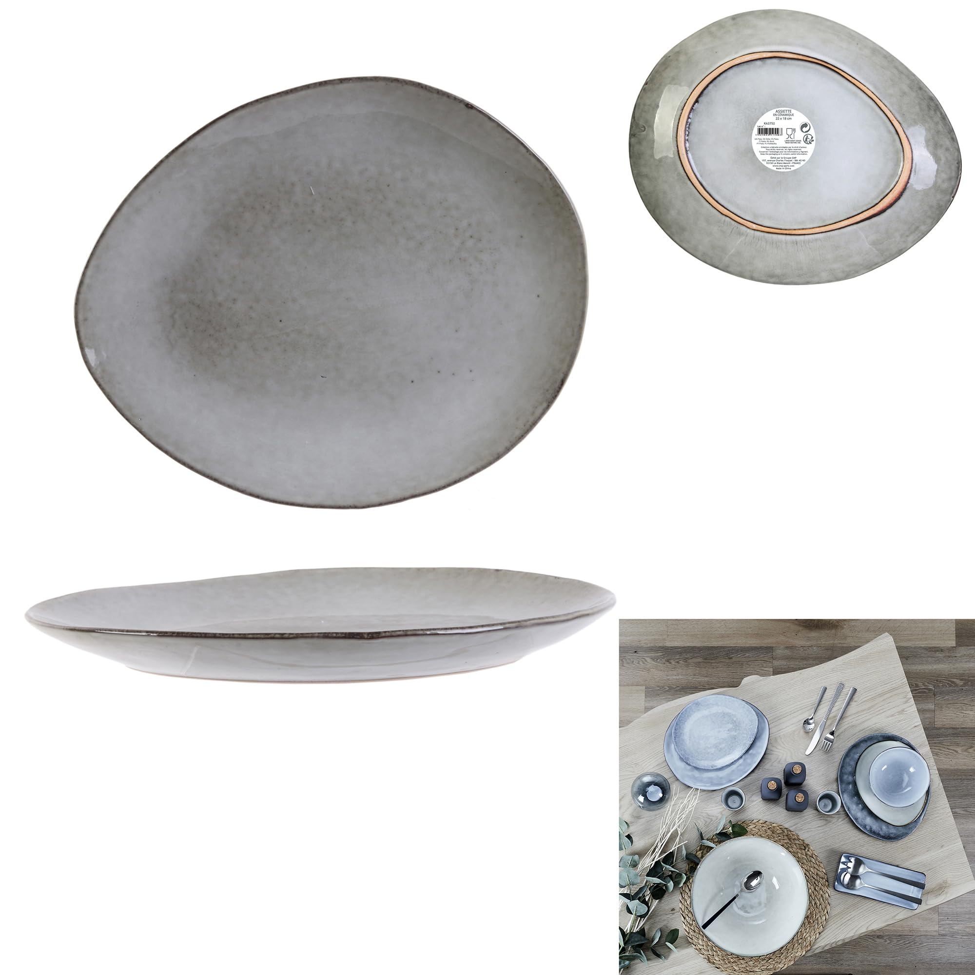 Image secondaire de Assiette Plate en Céramique Grès Galet - Design Naturel et Zen