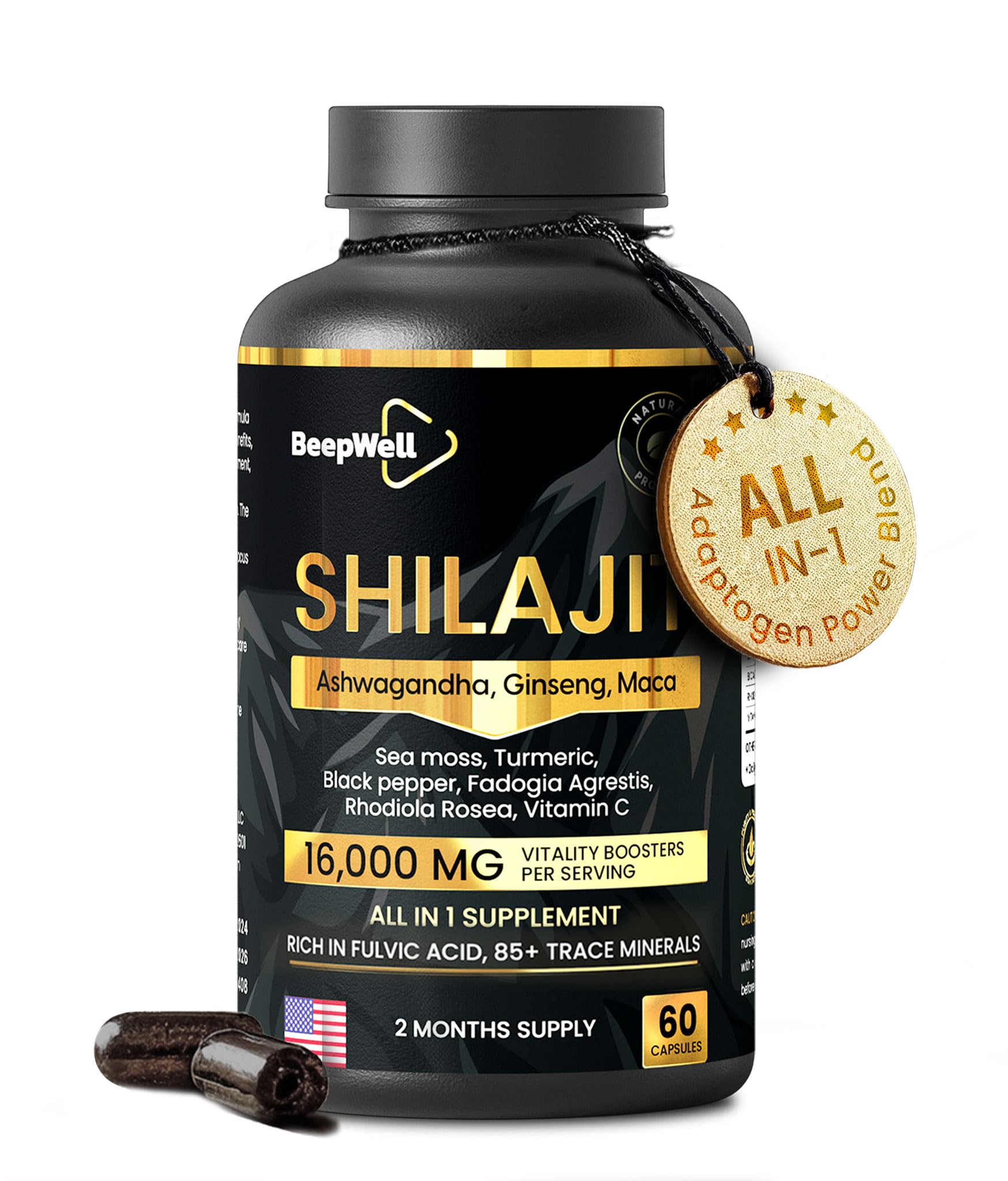 Sponsored Ad - Shilajit Capsules for Men & Women, 16,000mg Pure Himalayan Organic Shilajit Supports Vitality and Wellness,Premium Pure Himalayan Supplement 2 Months Supply, 60 Capsules