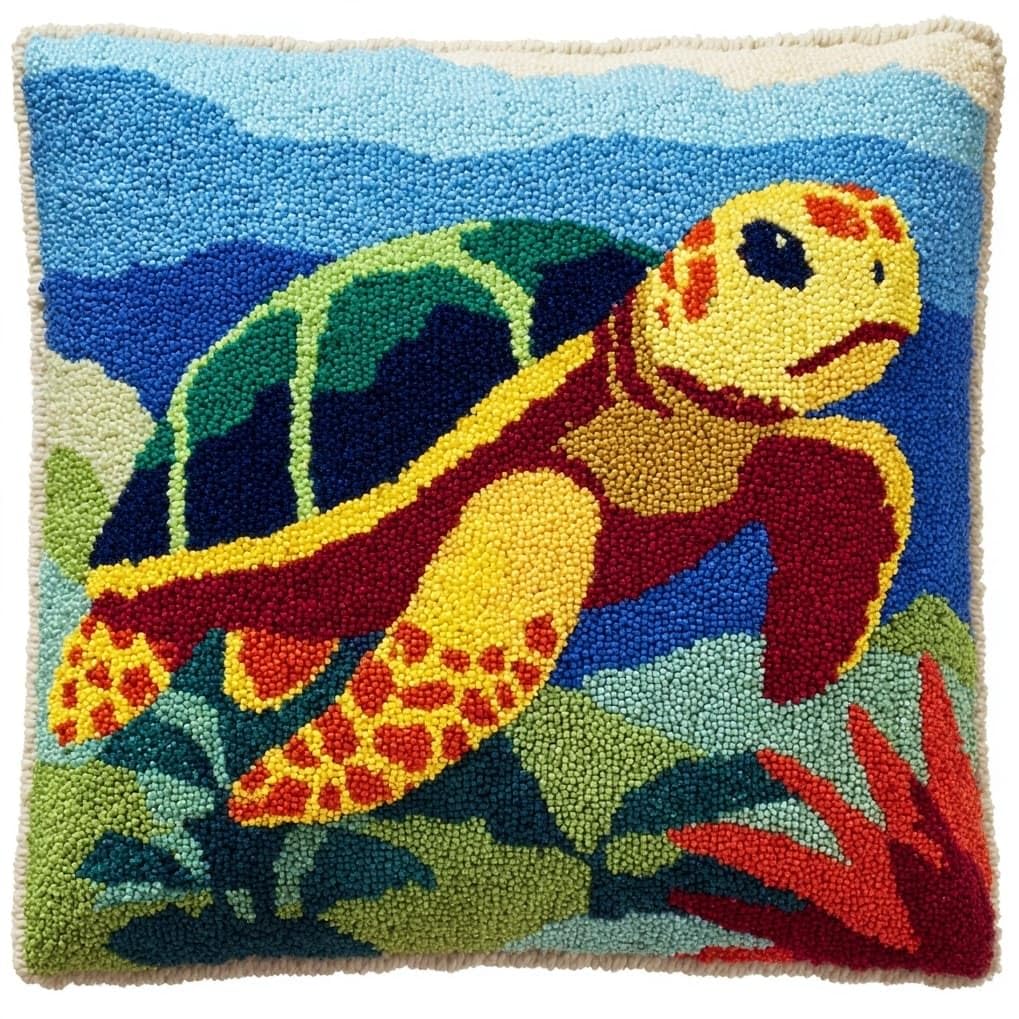 AxiangziK DIY Latch Hook Pillow Kits for Adults,Cartoon Turtle
